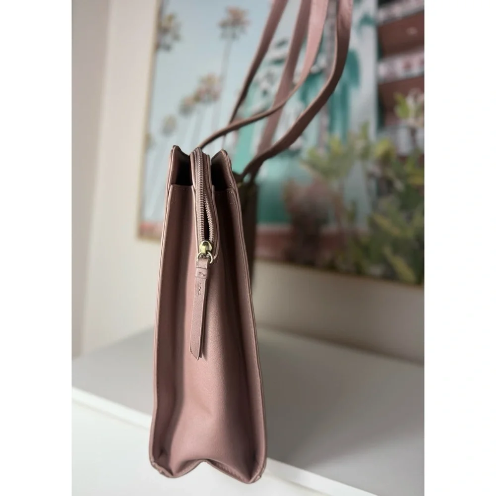Ecosusi Tan Vegan Faux Leather Laptop Tote Bag 15.6” Work Purse 16x12